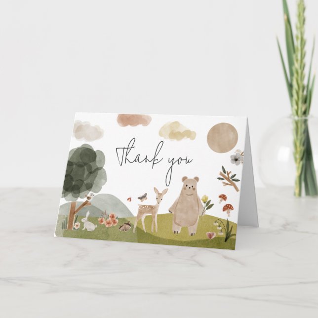 Boho Woodland Baby Shower Tack Kort (Framsida)