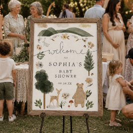 Boho Woodland Baby Shower Välkomstskylt Poster