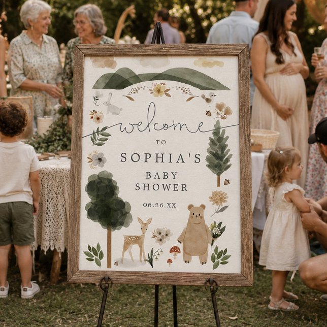 Boho Woodland Baby Shower Välkomstskylt Poster (Skapare uppladdad)