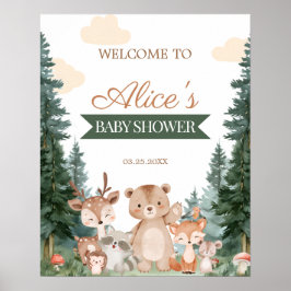 Boho Woodland Baby Shower Välkomstskylt Poster