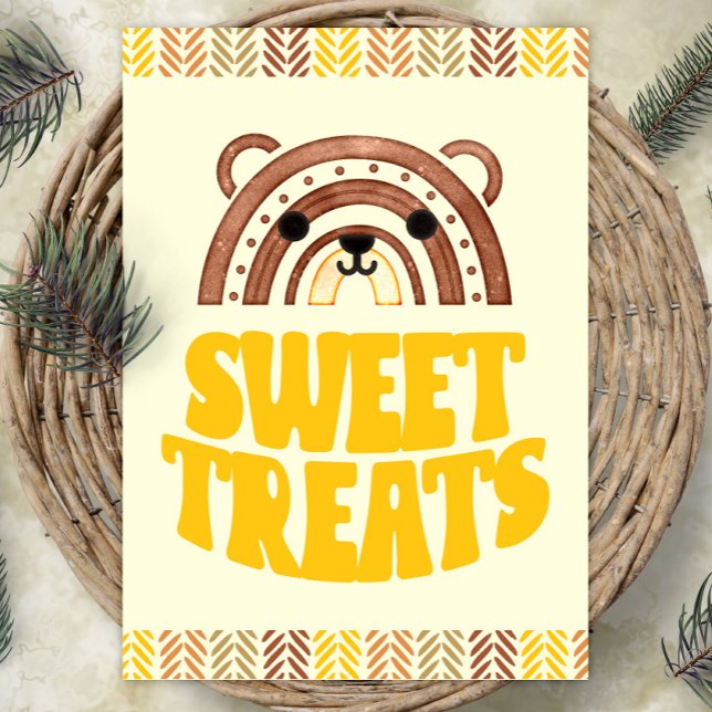 Boho Woodland Bear Birthday Desserts Poster (Skapare uppladdad)