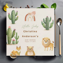 Boho Woodland Bear Lejon Fox Cactus Baby Shower