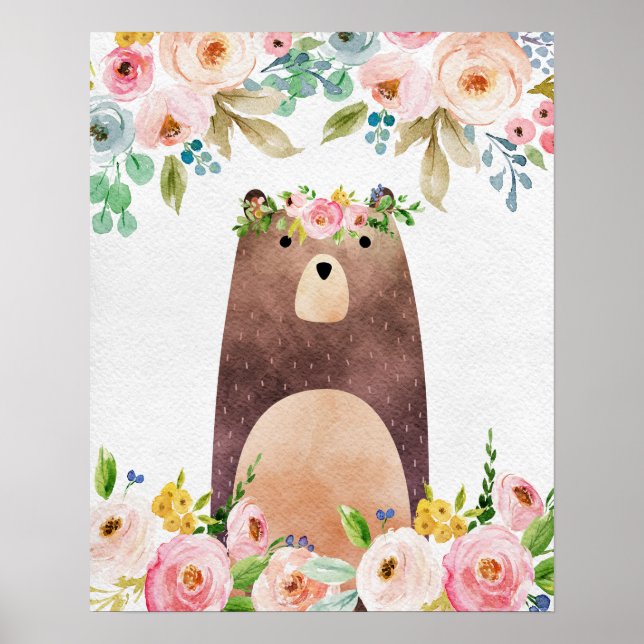 Boho Woodland Bear Nursery Poster Art Wall Print (Framsidan)