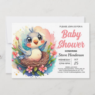 Boho Woodland Bird Baby Shower Inbjudningar
