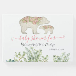 Boho Woodland Blommigt Bear Fern Foliage Flicka Gästböcker