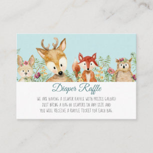 Boho Woodland Boy Hjort Fox Bunny Diaper Raffle Tilläggskort