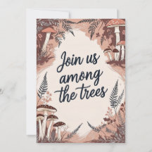 Boho Woodland Bröllop Card med svampar och dykrar