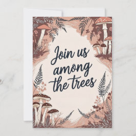 Boho Woodland Bröllop Card med svampar och dykrar Inbjudningar