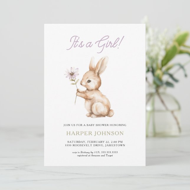 Boho Woodland Bunny Baby Shower-inbjudan Inbjudningar (Stående Fram)