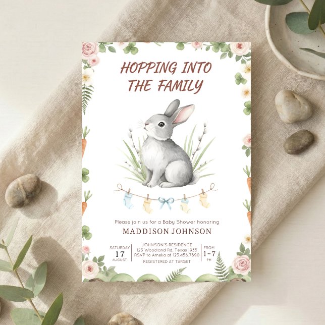 boho woodland bunny greenery baby shower inbjudningar (Skapare uppladdad)