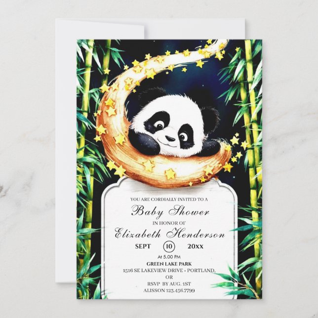 Boho Woodland Colorful Panda Baby Shower Inbjudningar (Framsida)