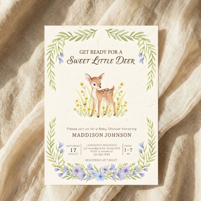 boho woodland deer greenery baby shower inbjudningar (Skapare uppladdad)