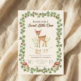 boho woodland deer greenery baby shower inbjudningar