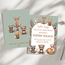 Boho Woodland Djur Baby Shower Inbjudan