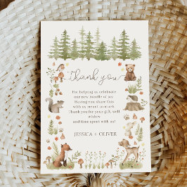 Boho Woodland Djur Baby Shower Tacksamhetskort  Tack Kort