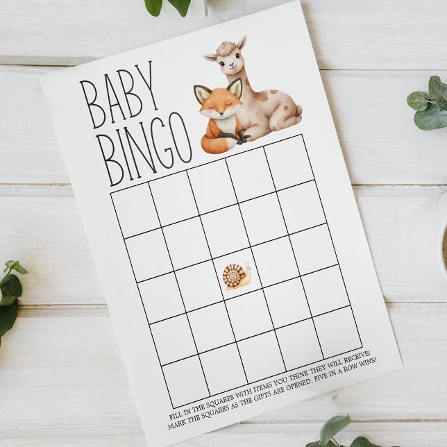 Boho Woodland Djur Dubbelsidigt Bebis Shower Spel (Skapare uppladdad)