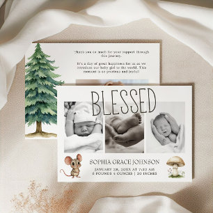 Boho Woodland Djur Foto Bebis Annonsering Inbjudningar