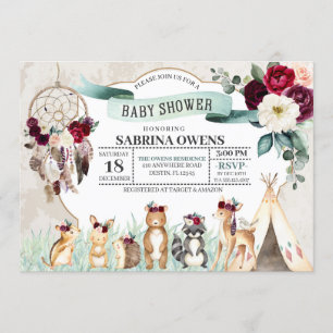 Boho Woodland Dreamcatcher Baby Shower-inbjudan Inbjudningar