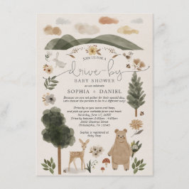 Boho Woodland Drive-by Baby Shower-inbjudningskort Inbjudningar