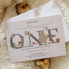 Boho Woodland First Birthday Inbjudningar
