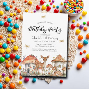 Boho Woodland Forest Animals 10:e Födelsedagsfeste Inbjudningar