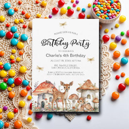 Boho Woodland Forest Animals 4e födelsedagen Party Inbjudningar