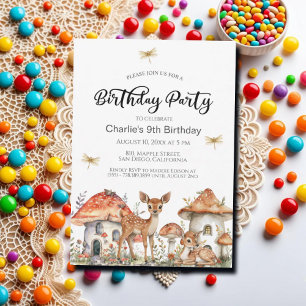 Boho Woodland Forest Animals 9:e Födelsedagsfesten Inbjudningar