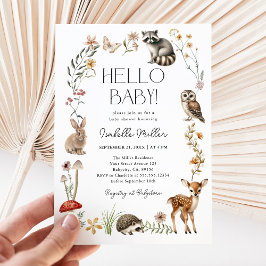 Boho Woodland Forest Animals Baby Shower Inbjudningar