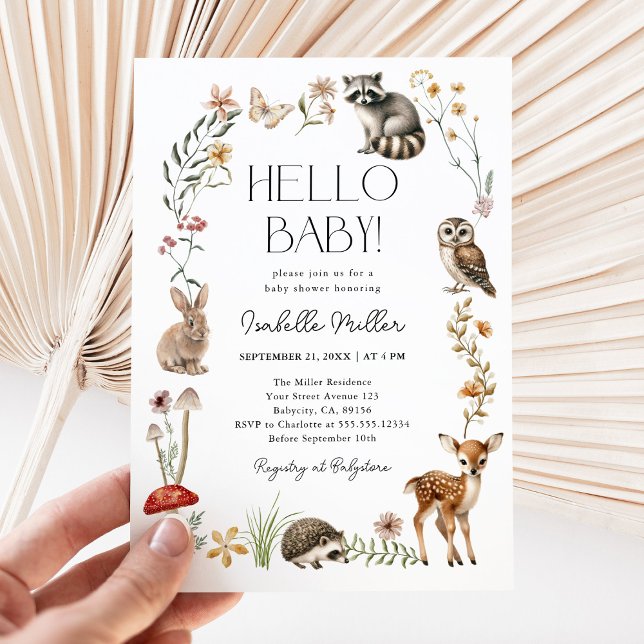 Boho Woodland Forest Animals Baby Shower Inbjudningar (Skapare uppladdad)