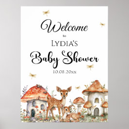 Boho Woodland Forest Animals Baby Shower Välkommen Poster