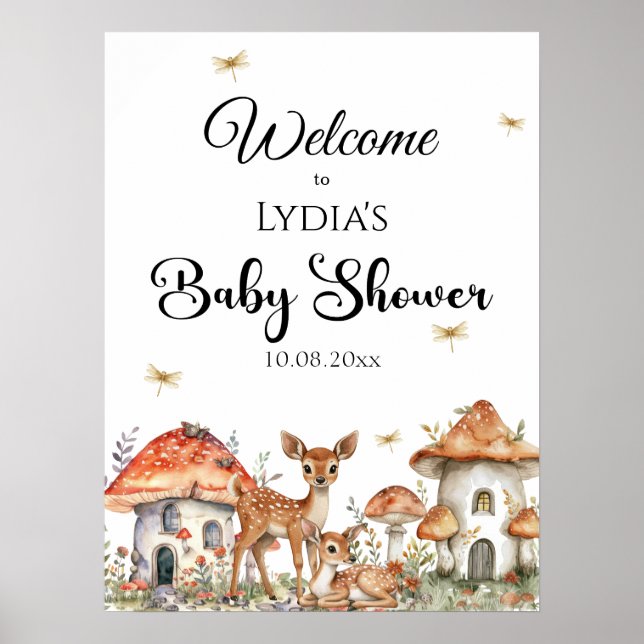Boho Woodland Forest Animals Baby Shower Välkommen Poster (Framsidan)