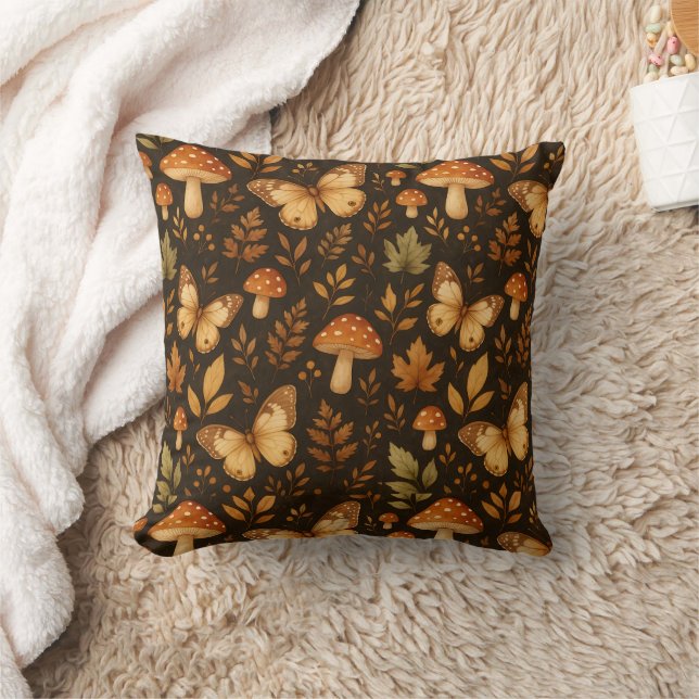 Boho Woodland Forest Mushrum | Höst färger Kudde (Filt)