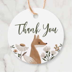 Boho Woodland Fox Baby Shower Round Favor Taggar Gåvor Etiketter