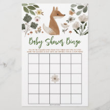 Boho Woodland Fox Möhippa Bingo Game
