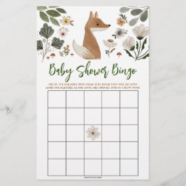 Boho Woodland Fox Möhippa Bingo Game