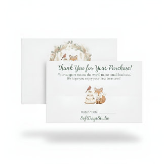 Boho Woodland Fox Small Business Thank You Card Tack Kort