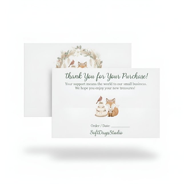 Boho Woodland Fox Small Business Thank You Card Tack Kort (Skapare uppladdad)