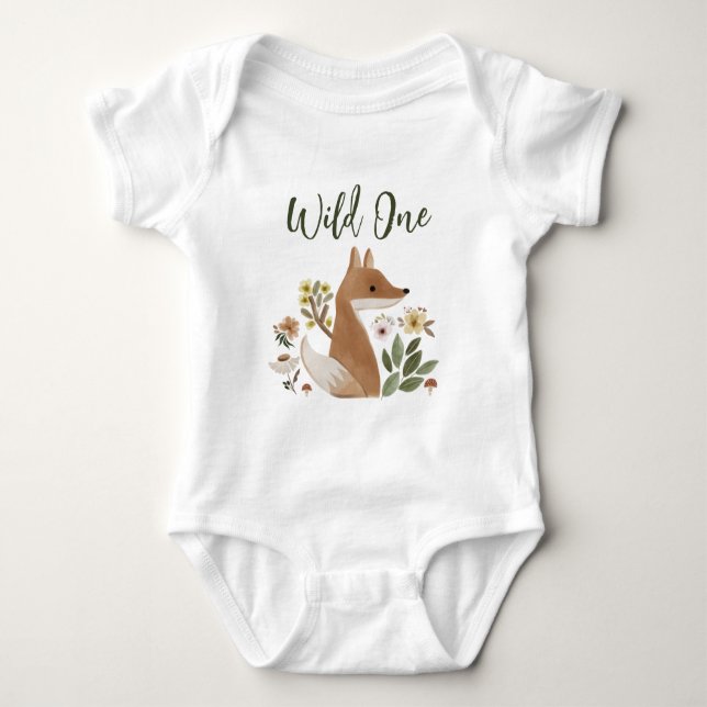 Boho Woodland Fox Vild 1 Baby Bodykosten T Shirt (Framsida)