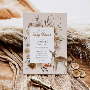 Boho Woodland Gender Neutral Baby Shower Inbjudningar