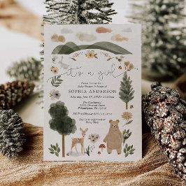 Boho Woodland Girl Baby Shower-inbjudningskort Inbjudningar