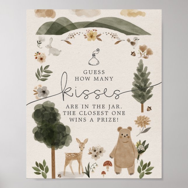 Boho Woodland gissar hur många Kisses-tecken Poster (Framsidan)