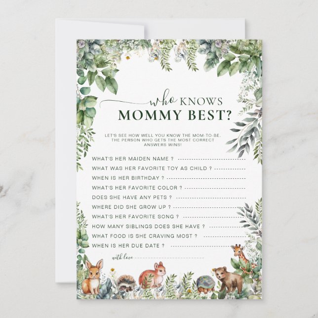 Boho Woodland Greenery som känner Mamma Best Game (Framsida)