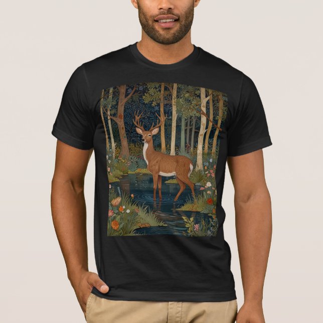 Boho Woodland Hjort Print Rustic Forest Greenery T Shirt (Framsida)
