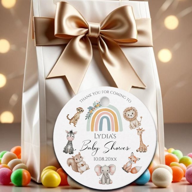 Boho Woodland Jungle Animals Baby Shower Gåvor Etiketter (Skapare uppladdad)