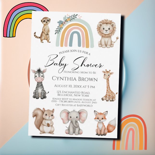 Boho Woodland Jungle Animals Baby Shower Inbjudningar (Skapare uppladdad)