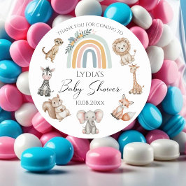 Boho Woodland Jungle Animals Baby Shower Runt Klistermärke