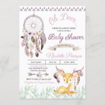 Boho Woodland Lila Baby Shower-inbjudan