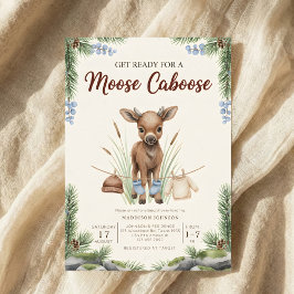 boho woodland moose greenery baby shower inbjudningar
