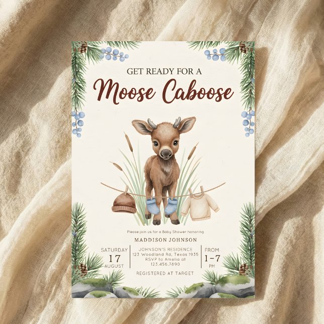 boho woodland moose greenery baby shower inbjudningar (Skapare uppladdad)