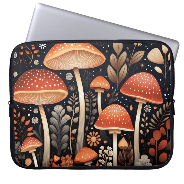 Boho Woodland mushroom mönster Laptop Fodral (Framsidan)